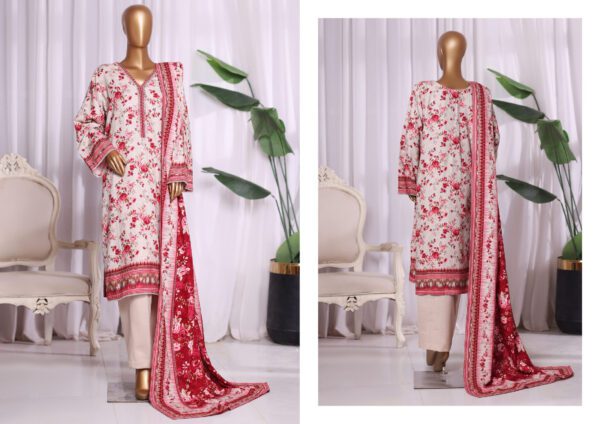 Printed Khaddar 3 Pc Winter Collection by Bin Saeed - Pink