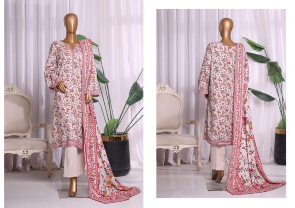 Printed Khaddar 3 Pc Winter Collection by Bin Saeed - Light Pink