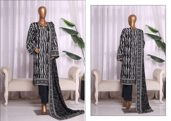 Printed Khaddar 3 Pc Winter Collection by Bin Saeed - Black