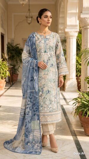 SADABAHAR Luxe Embroidered Lawn Collection 3pc - Skin